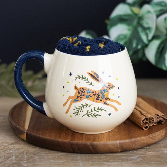 Coffret mug et chaussettes Lièvre bondissant