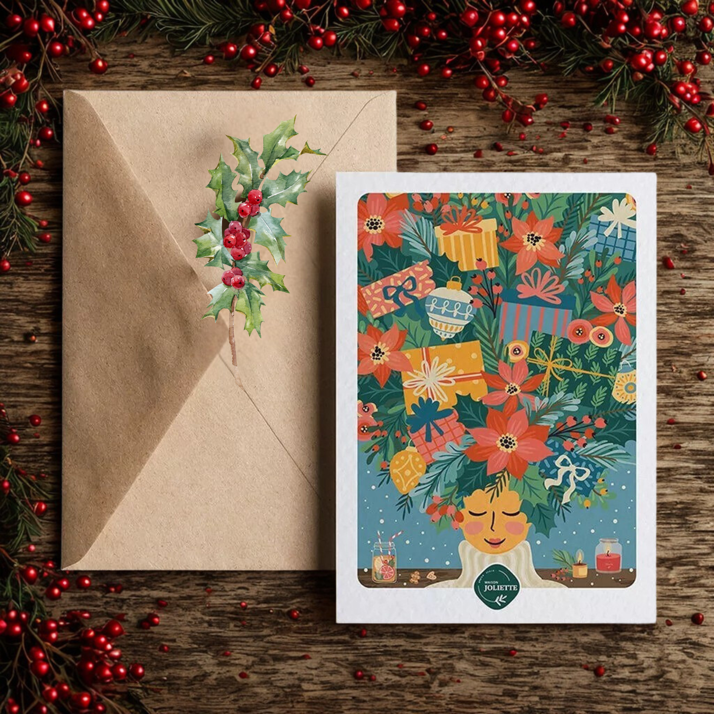 Carte postale Le cadeaux parfait et son enveloppe
