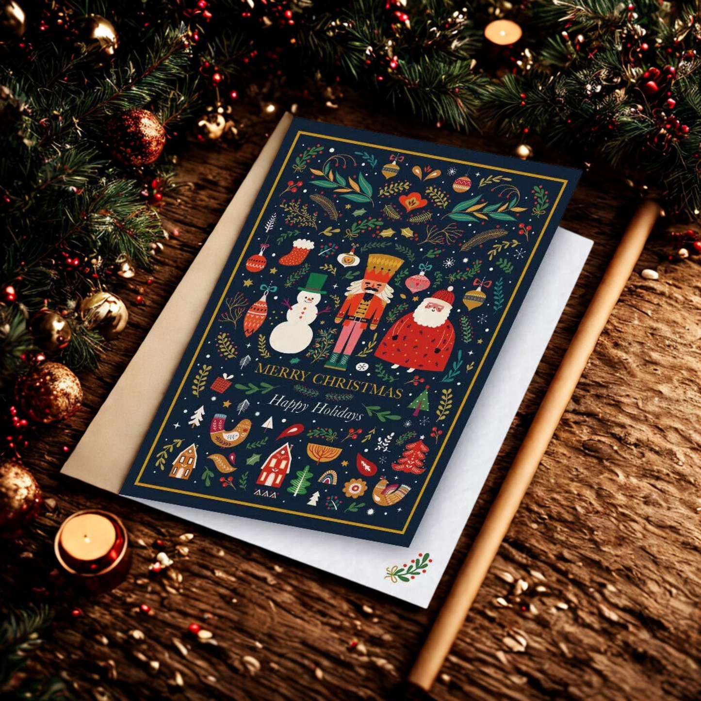 Carte Postale Merry Christmas avec son enveloppe