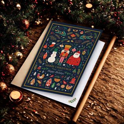 Carte postale « Merry Christmas » et son enveloppe