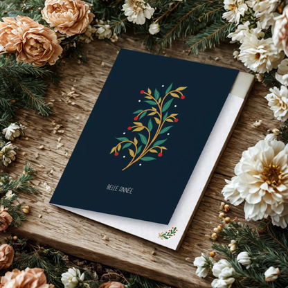 Carte postale florale et son enveloppe