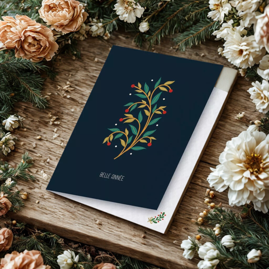 Carte postale floral et son enveloppe