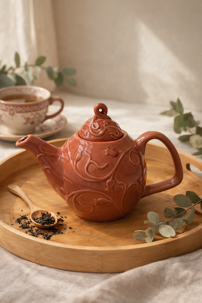 Théière ancienne en céramique émaillée – Pièce chinée unique