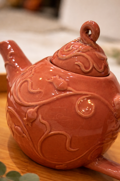 Théière ancienne en céramique émaillée – Pièce chinée unique