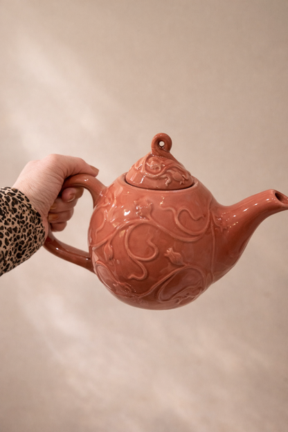 Théière ancienne en céramique émaillée – Pièce chinée unique